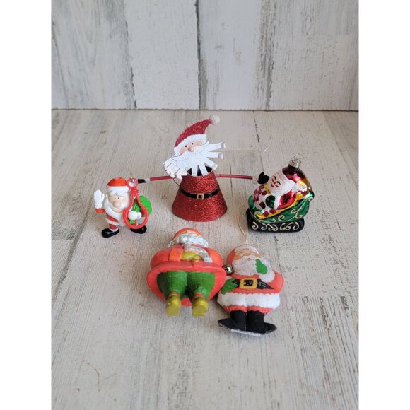 Snowman glitter sleigh variety rustic ornament Xmas set - Picture 1 of 10